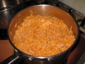 mexican rice in pot